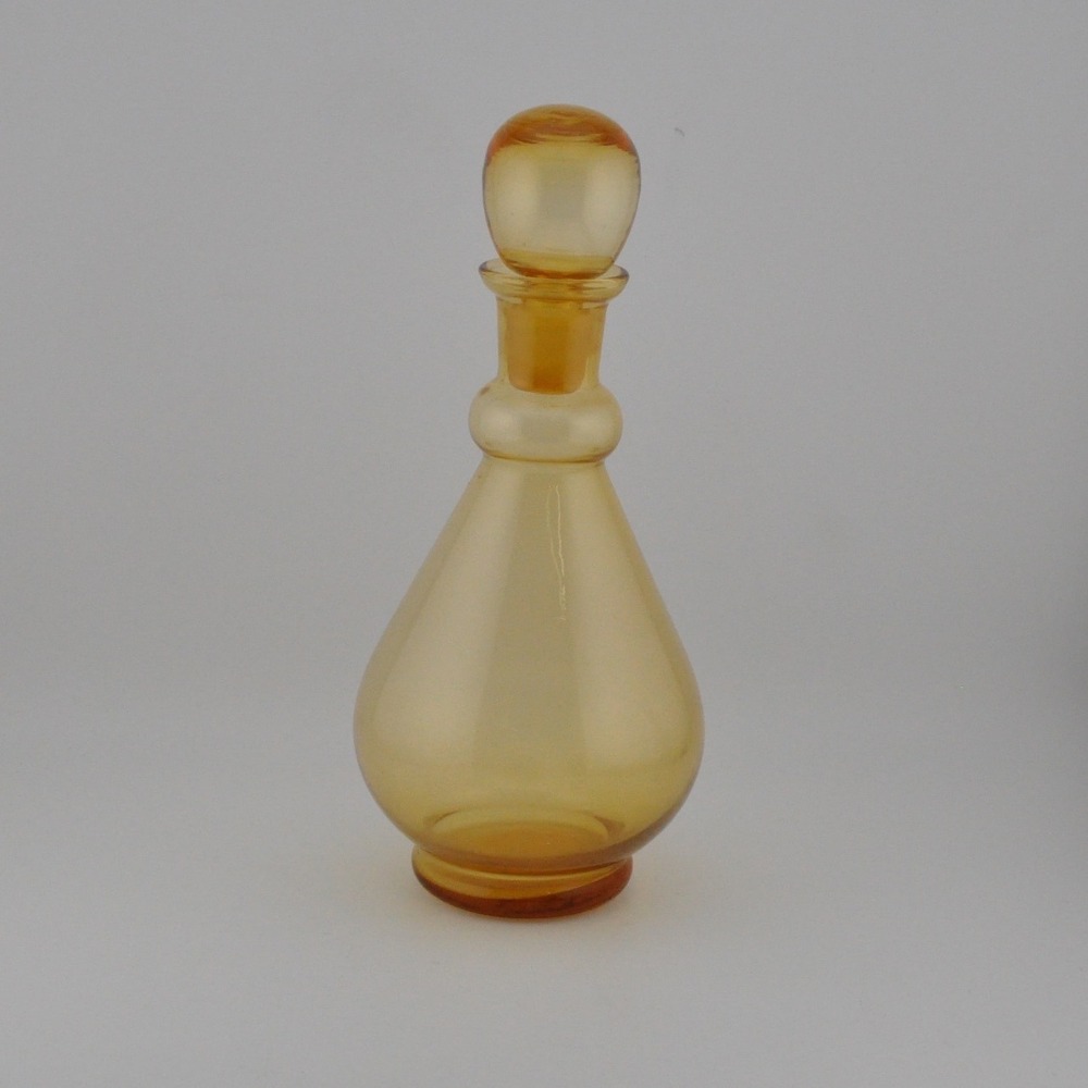 Vintage Amber Glass Decanter MCM Mid-Century Modern Barware